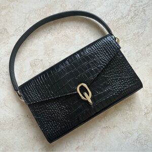 ANINE BING Colette Black Crocodile Shoulder Bag Handbag Purse